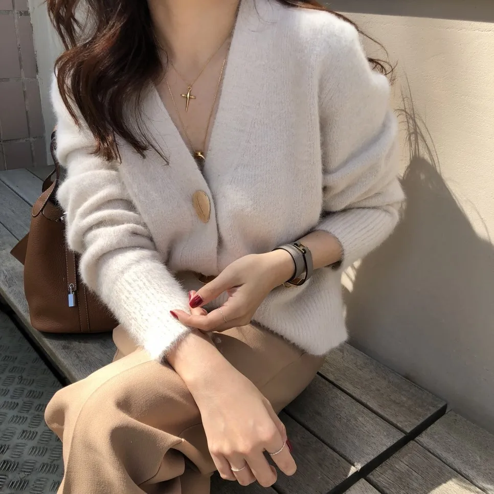 Korean Autumn Winter Sweater Women 2019 New Cropped Cardigan White Christmas Sweaters Female Jumper Knitted Cardigans Coat MY866 |