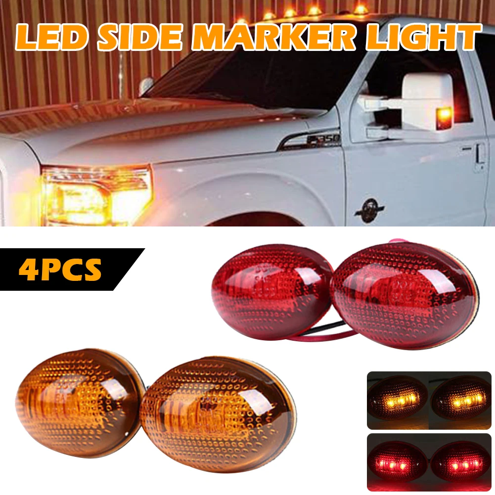 

SALE 4pcs Truck Trailer Light 12-24V Side Marker 3LED Amber Red Turn Signal Warning Lamp IP68 Waterproof for Truck Bus Pickup