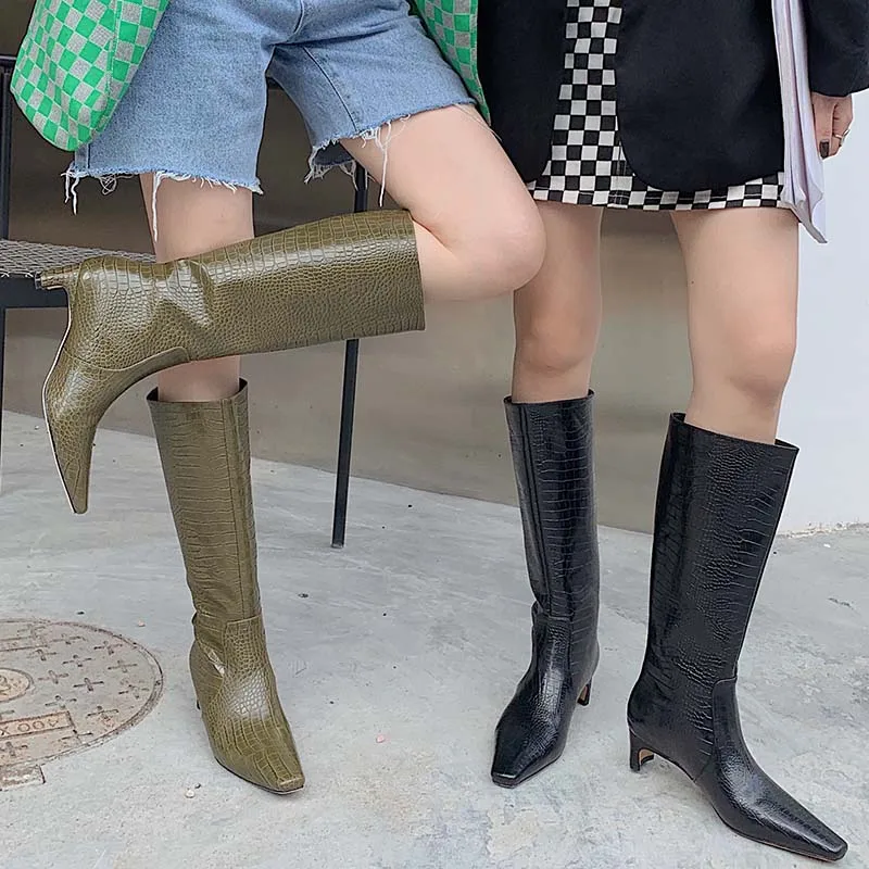 

Ботинки женские кожаные до середины икры, модные дизайнерские ботинки в Корейском стиле, обувь на низком каблуке, зимняя обувь