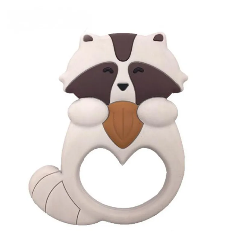 

Baby Toys Food Grade Silicone Teethers Animal Squirrel Raccoon Baby Ring Teething Toy Soft Cartoon Teether Infants Toddlers Toy