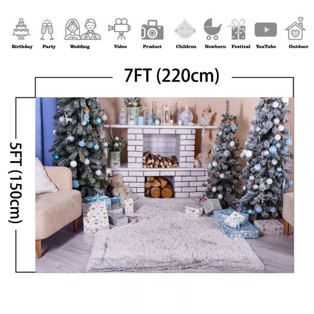 Laeacco Рождественская елка камин интерьерные фотографии фоны Виниловые бесшовные