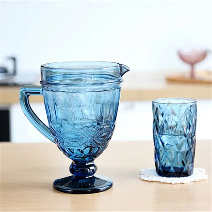 1300 мл Европейская стеклянная рельефная чашка для холодной воды креативный цвет