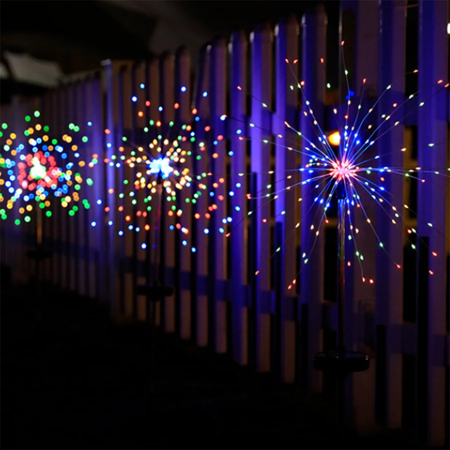 

Garden Decorative Lights Outdoor Solar 120LED Copper Wires String Landscape Light DIY Flowers Fireworks Light For Walkway Patio