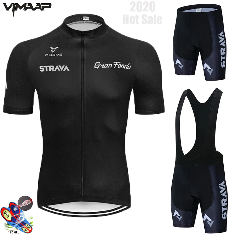 

2021 Black STRAVA Pro Bicycle Team Short Sleeve Maillot Ciclismo Men's mtb Cycling Jersey Summer breathable Cycling Clothing Set
