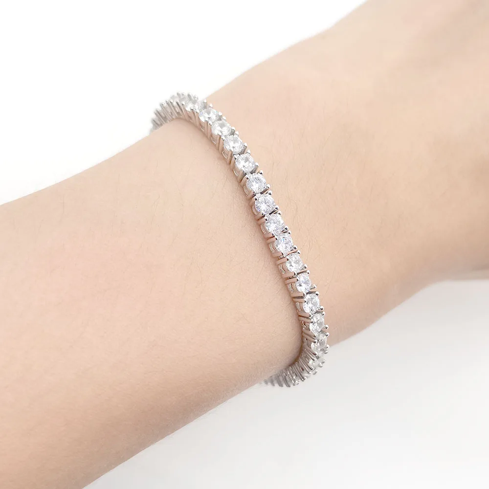 

Customized Tennis Bracelets Men 925 Sterling Silver Lobster Clasp Chain 5mm Clean Women Adjustable Fashion Fine Jewelry Gift