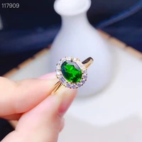 kjjeaxcmy fine jewelry natural diopside 925 sterling silver noble girl new adjustable gemstone ring support test