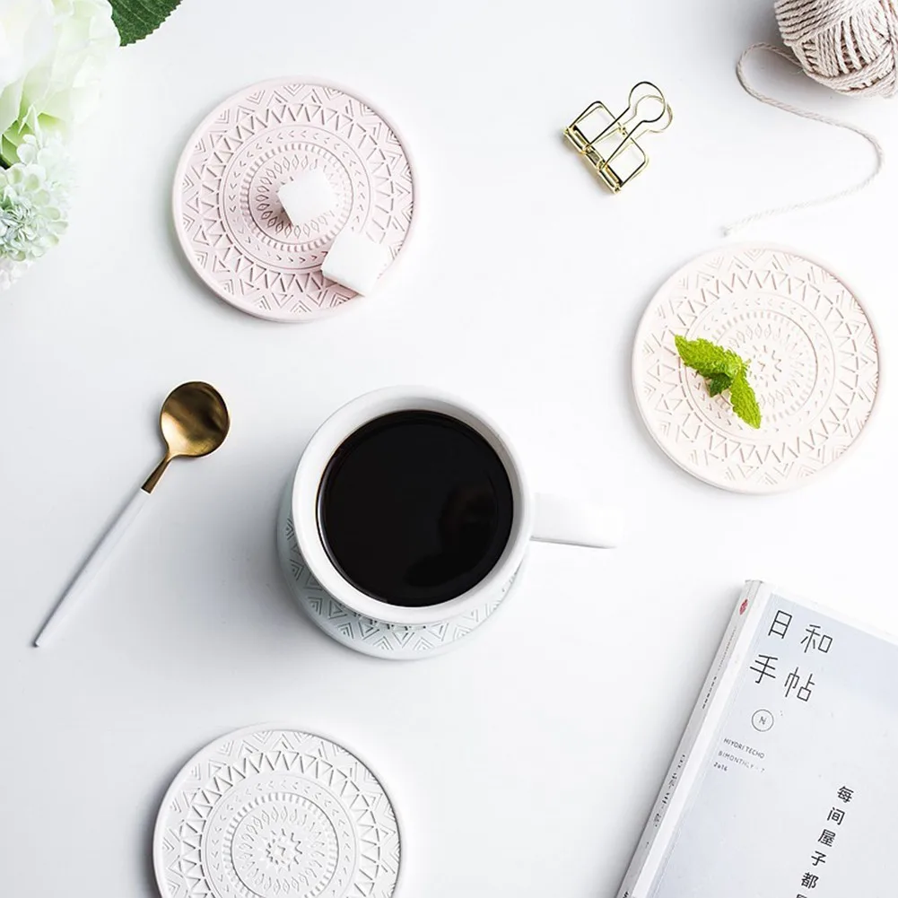 

9.6cm Round Coaster Placemat Table Mat Pad Heat Resistant Bowls Coffee Cups Coaster Tableware Mat Home Decoration Kitchen Tool