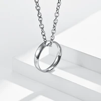 2021 new arrival simple circle ring pendant necklaces long link chain pendant necklaces stainless steel unisex women man street