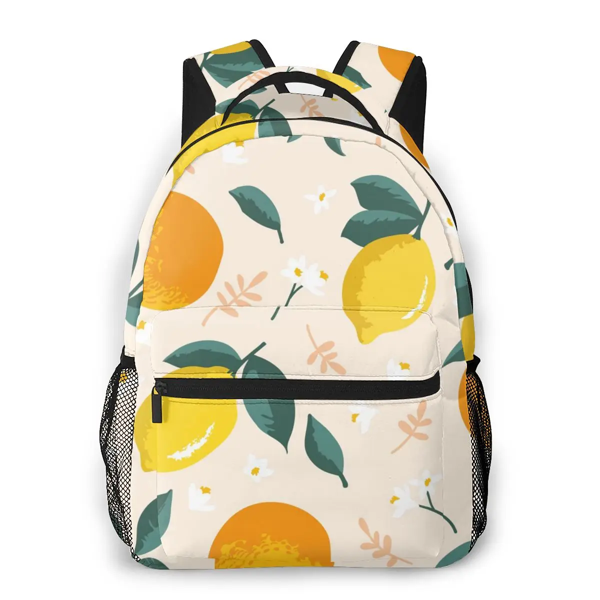 

Рюкзак OLN женский с отделением для карт, ранец с многочисленными отделениями для школы и путешествий, с рисунком листьев апельсинов, цветов