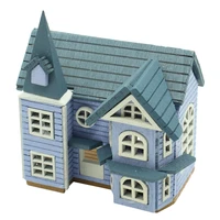124 scale diy mini wooden dolls house miniature accessories handicraft building assemble toy diy crafts furniture kit blue