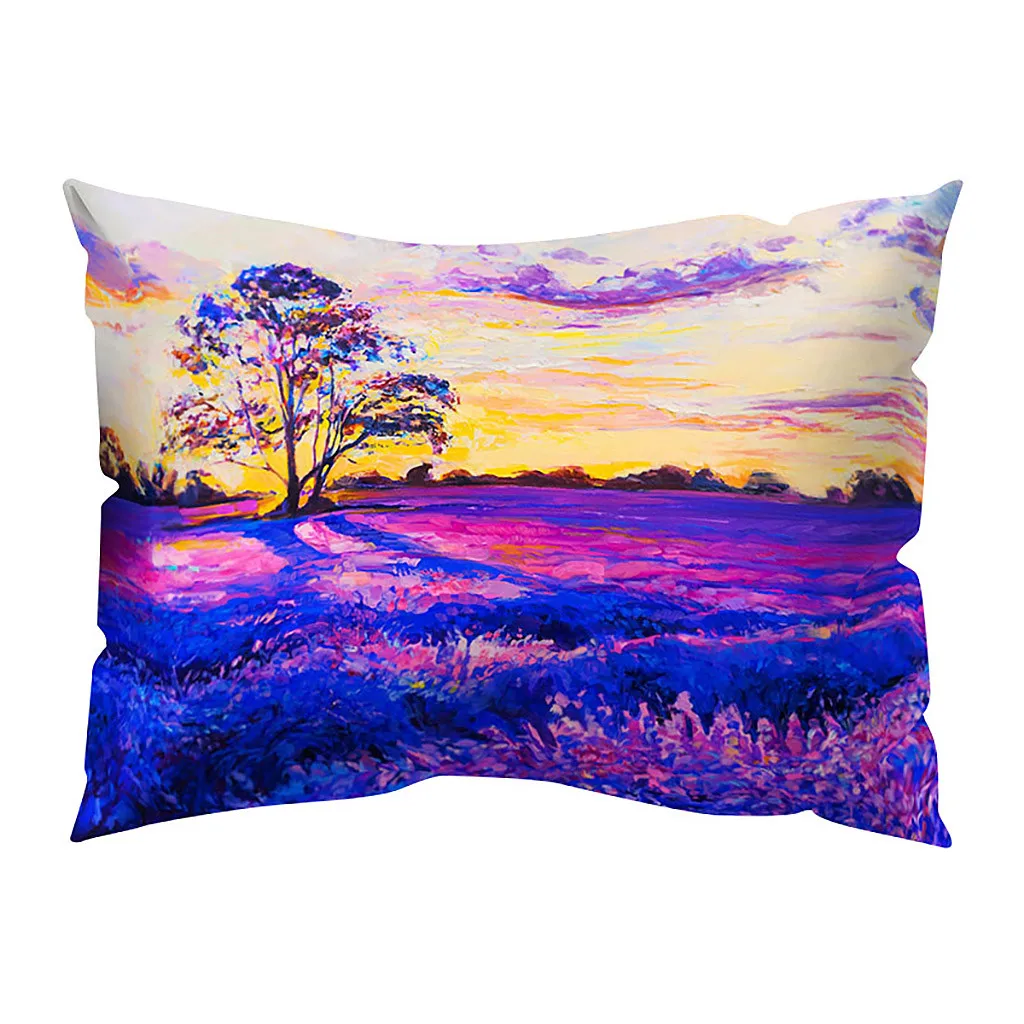 Ouneed Лавандовый сад Пляжный Пейзаж печать подушка чехол полиэстер декоративная