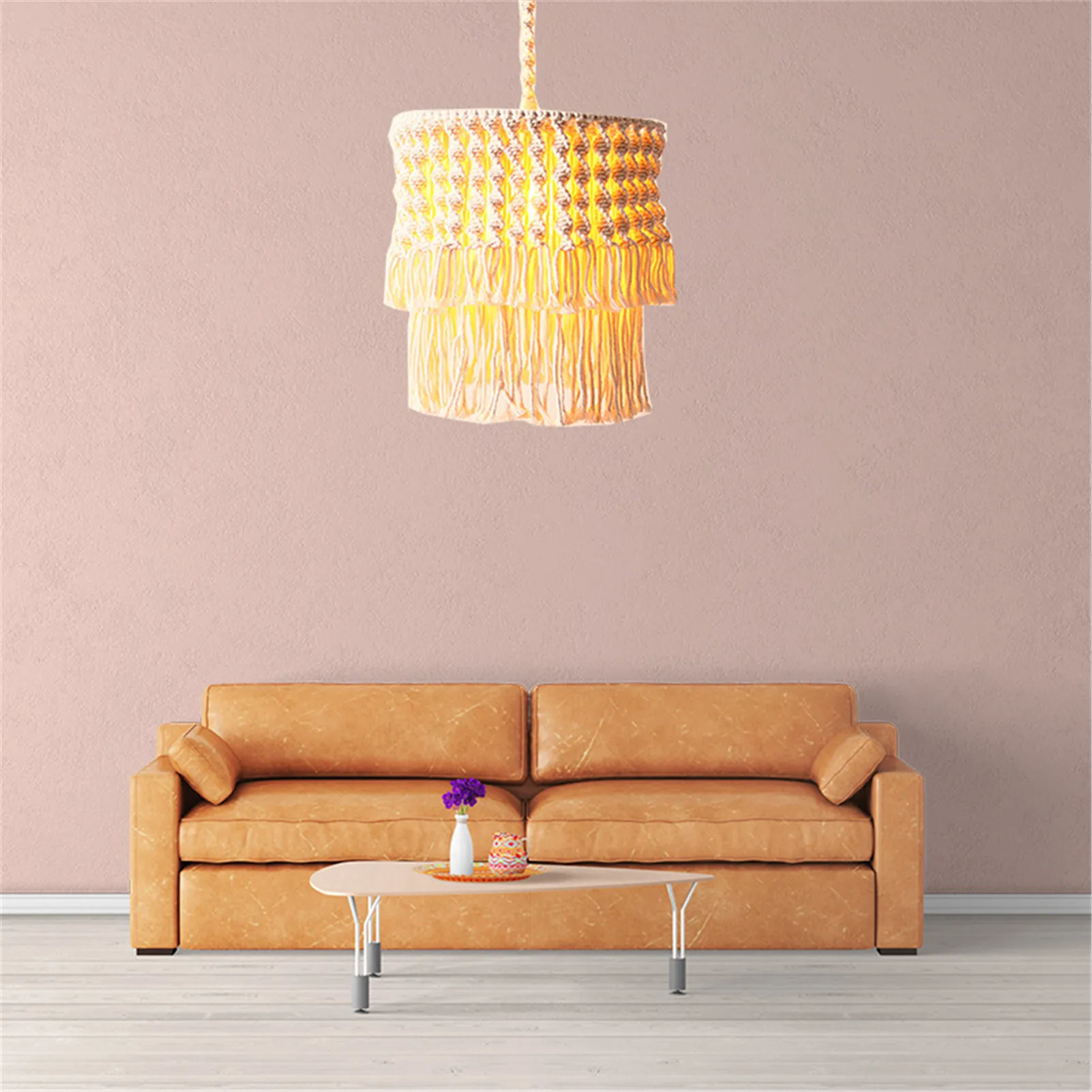 

2021 Hand-Woven Lampshade Living Room Ceiling Lamp Shade Bohemian Tassel Bedroom Pendant Light Cover Decor Wall Tapestry Lantern