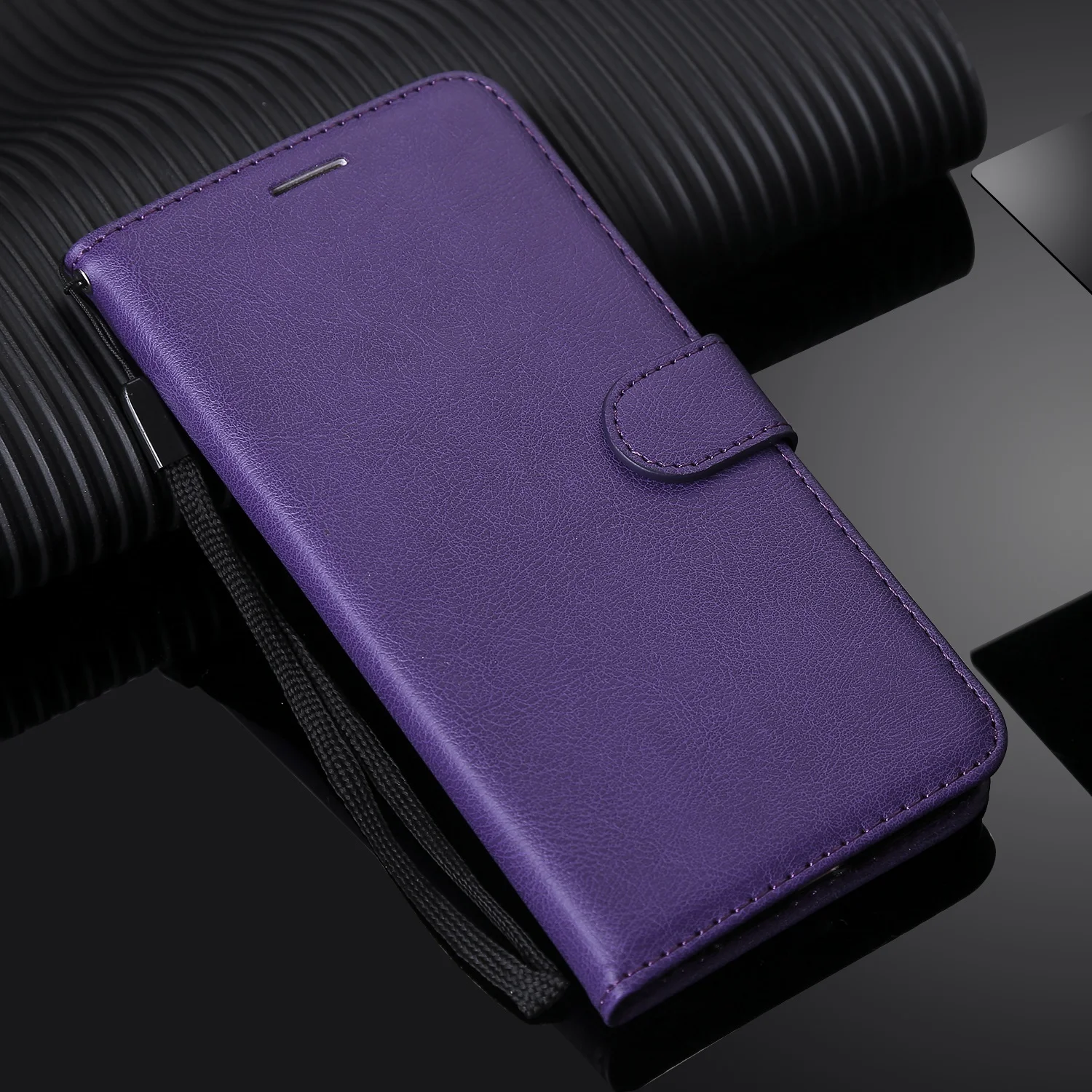 Purple Для iPhone 11 Pro Max кожаный чехол флип-бумажник чехол для iPhone X XR XS Max 7 8 6 5 чехол для телефона Funda с ремешком и отделениями для карт - Цвет: Purple