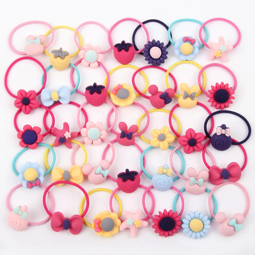

40Pcs/Lot Girls Hair Accessories Gift Box Elastic Hair Bands Flower Hair Clip Bows New Headband Hairband Cute Hairbands for Kids