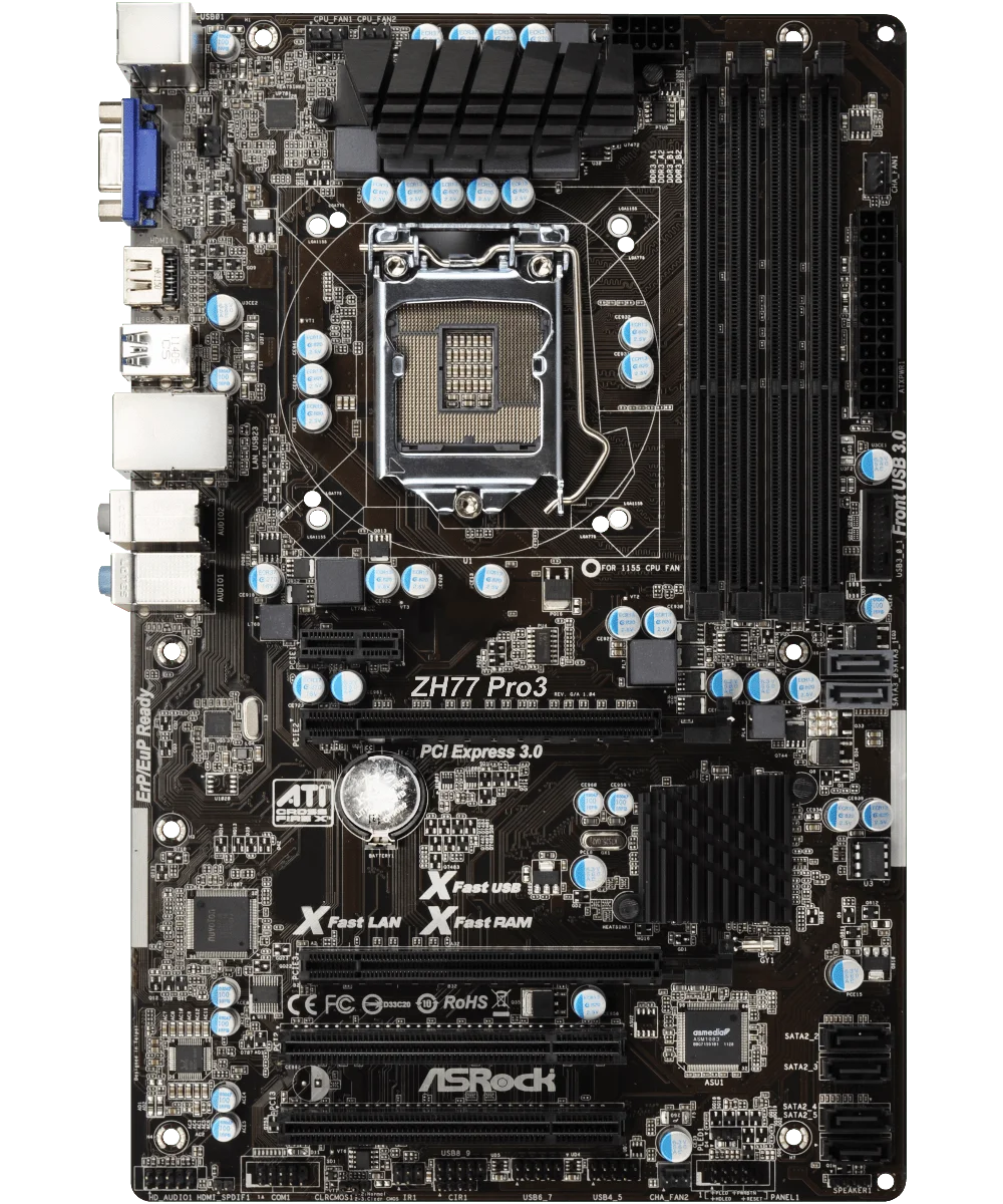 

Материнская плата для настольного ПК ASRock ZH77 Pro3 LGA 1155 H77 DDR3 ATX PCI-E 3,0 SATA3 USB3.0, оригинальная б/у материнская плата