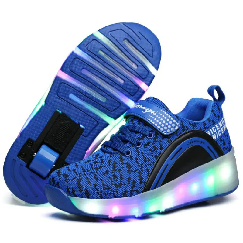 

New Children Sports Casual Shoes With LED Lamp Flashing Light Kids Shoe Roller Skate Glowing Luminous Junior Boys Girls Sneakers