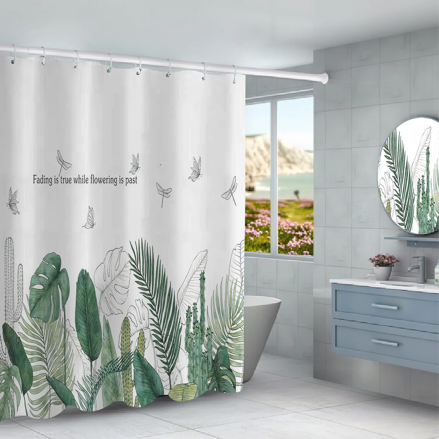 

Green Plants Leaves Printed Shower Curtain Bathroom Shower Curtains Frabic Waterproof Bathroom Curtain With Hooks Home Decor