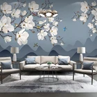 Пользовательские Настенные обои домашний декор Новый китайский стиль цветок и птица гостиная диван ТВ фон настенная живопись обои 3D