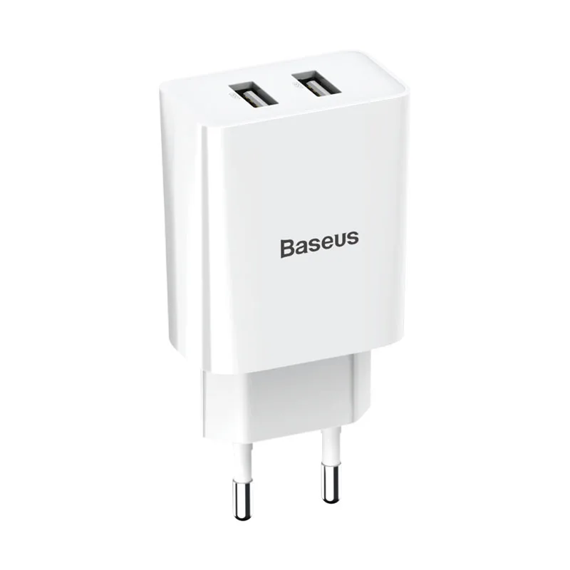 Baseus Dual USB зарядное устройство для iPhone 11 Pro Max X 8 6 быстрое зарядное устройство для samsung S9 Xiaomi Mi 8 huawei mate 30 зарядное устройство для мобильного телефона - Тип штекера: White