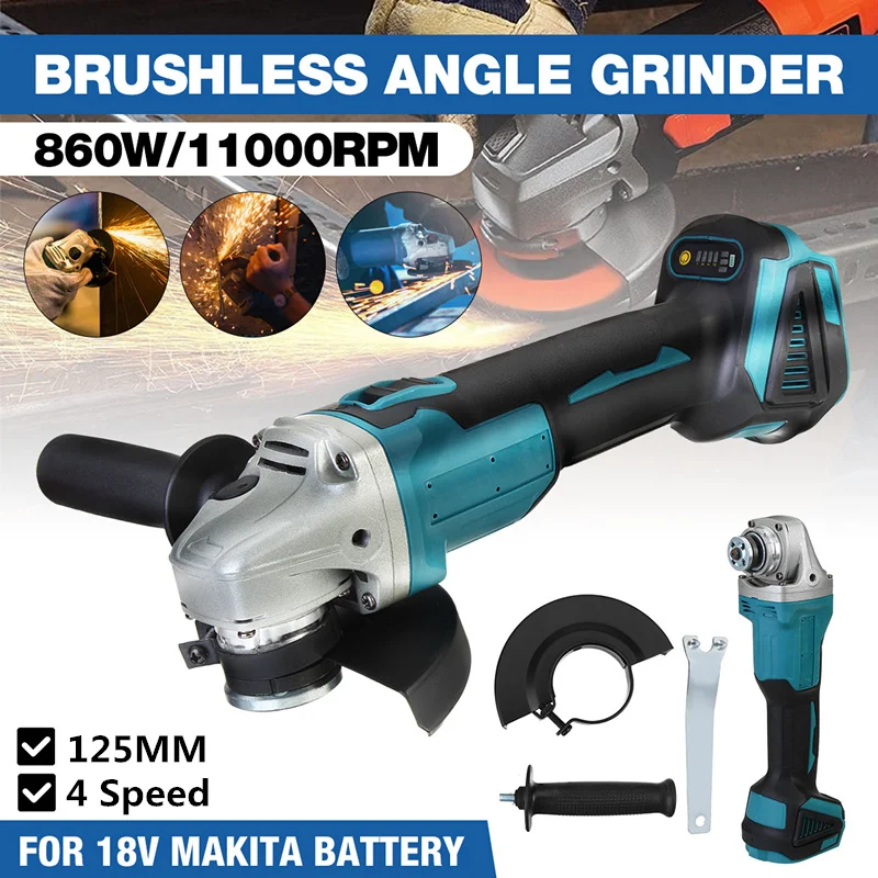 BLMIATKO-amoladora angular inalámbrica sin escobillas, herramientas eléctricas de batería Makita, pulidora, 800W, 18V, 125mm, 3 velocidades