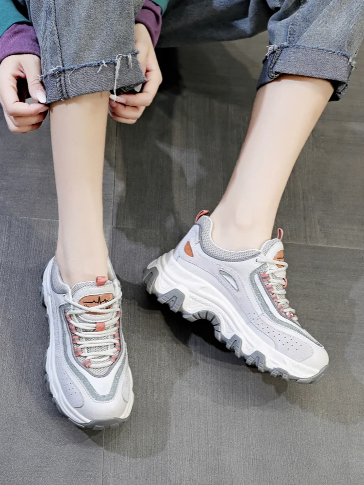 

Platform Chunky Sport Shoes Woman Sneakers Women's Running Shoes Dad Thick Soles Student Ladies Mixed Colors Footwear