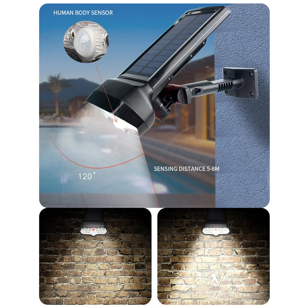 Светодиодный настенный светильник на солнечной энергии с датчиком уличная
