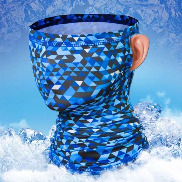 

New Ice Silk Turban-hanging Ear Ice Silk Turban [diamond Blue] Motorcycle Face Mask