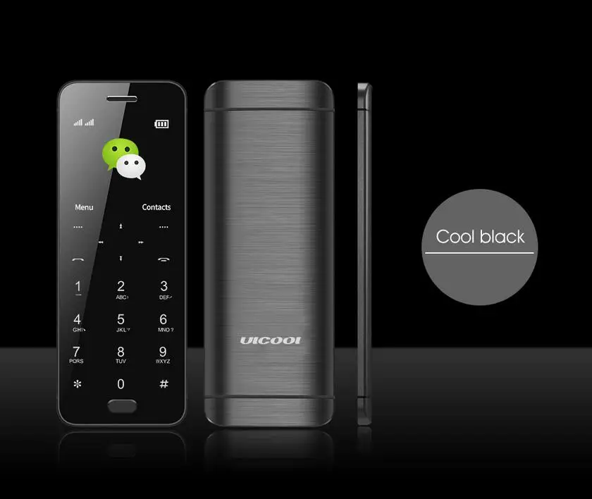 Телефон Ulcool V26, сенсорный дисплей, металлический корпус, Bluetooth 2,0, набор номера, две sim-карты, кредитная карта, мобильный телефон - Цвет: Black