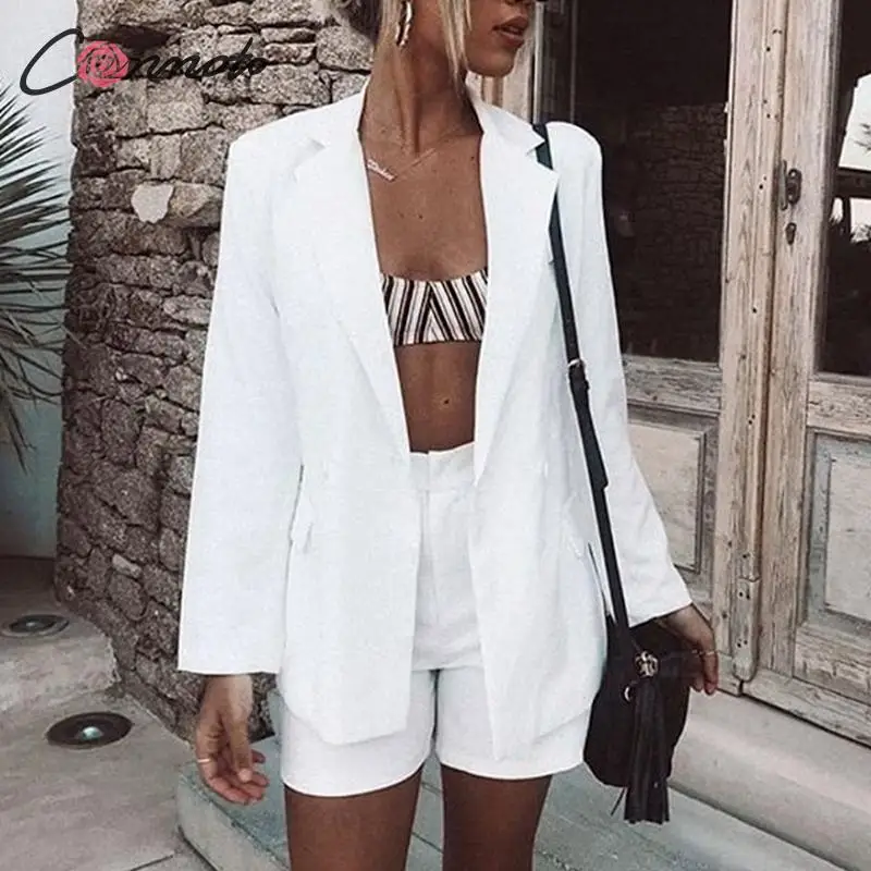 Conmoto Одноцветный белый высокая мода Осень зима набор блейзеров для женщин