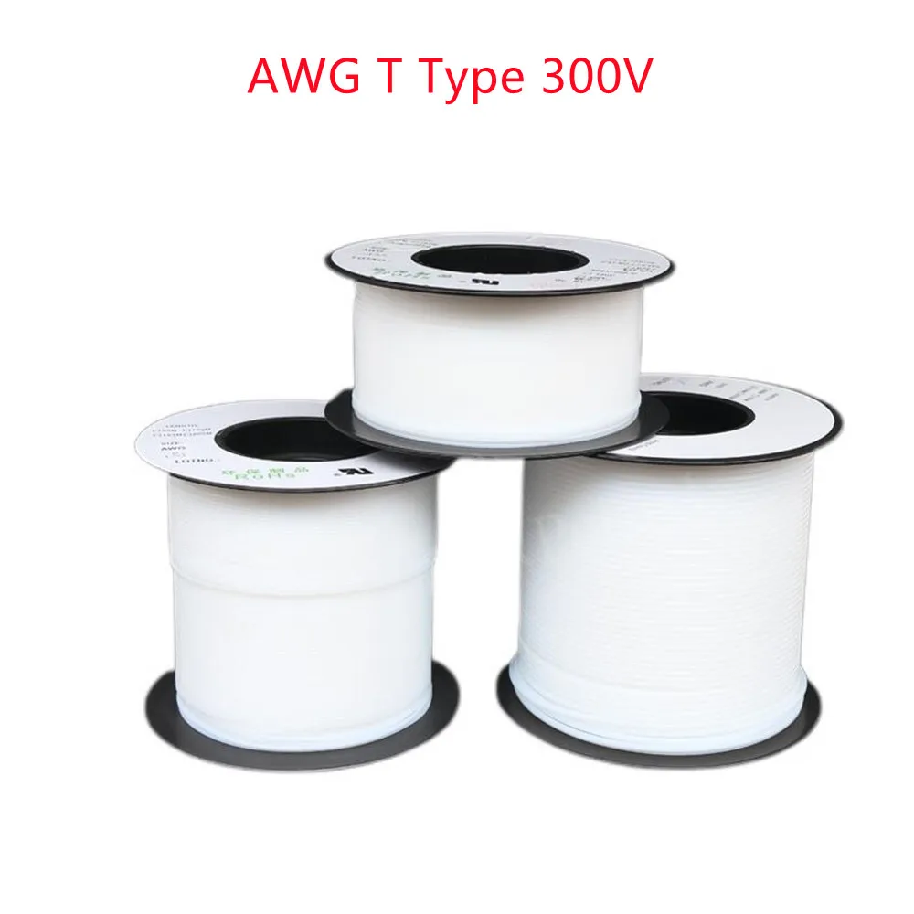 Полупрозрачная трубка Teflo из ПТФЭ 20 м/1 лот AWG T-образный 300 В 28 26 24 23 22 21 19 18 17 16 15 14 13 12
