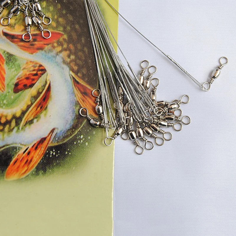 

60Pcs Trace Wire Leader Stainless Steel Fishing Line Leaders W/ Snap& Swivel Kit