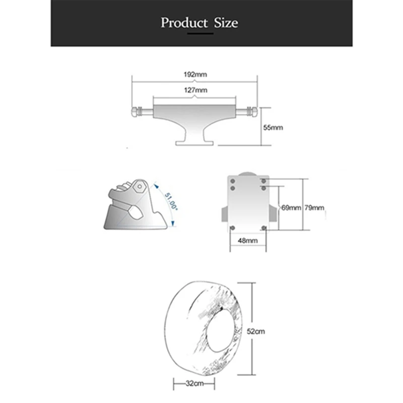 

Skateboard Truck Wheel Set-52mm Soft Skateboards Wheels Bearing,Skateboard Parts,Skateboards Hardware,Skates Boards Pads