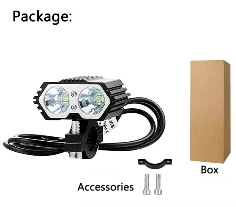 Headlight Led Motorcycle X2 20W Bulbs Headlights Spotlights Fog Light for Motorbike scooter Bicycle 12V Moto Light Driving Lamp
