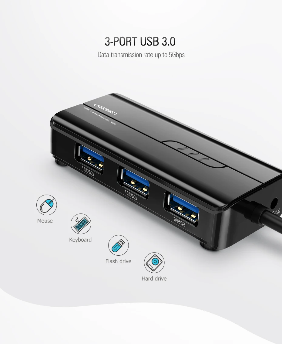 Ugreen USB Ethernet USB 3,0 2,0 к RJ45 концентратор для Xiaomi Mi Box 3/S телеприставка Ethernet адаптер Сетевая карта USB Lan