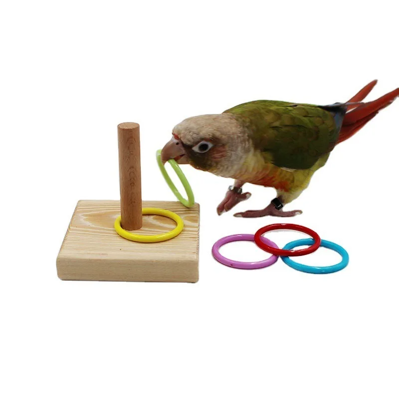 

Жевательная игрушка LeChong в виде попугая, деревянная пластиковая птица, развивающая игрушка, летающее маленькое кольцо для питомца, Интеракт...