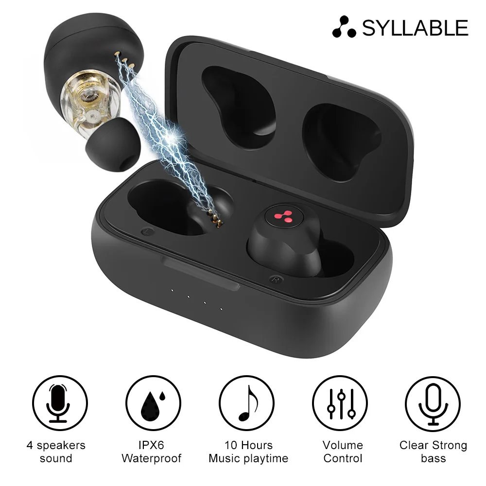 

SYLLABLE S115 Strong bass TWS wireless headset noise reduction for music QCC3020 Chip of SYLLABLE S115 wireless sport Earphones