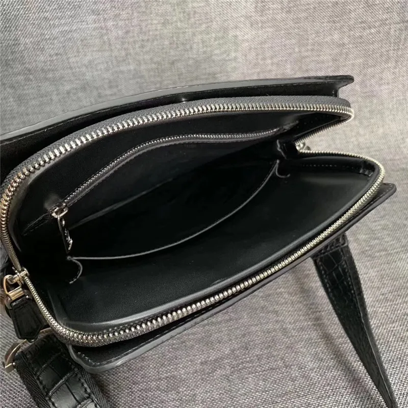 Деловой стиль натуральная крокодиловая кожа на молнии Мужская маленькая сумка