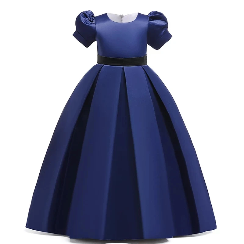 dark blue Платье с цветочным узором для девочек; элегантное детское вечернее платье; Одежда для девочек; Детские платья для девочек; платье принцессы; свадебное платье для девочек - Цвет: dark blue