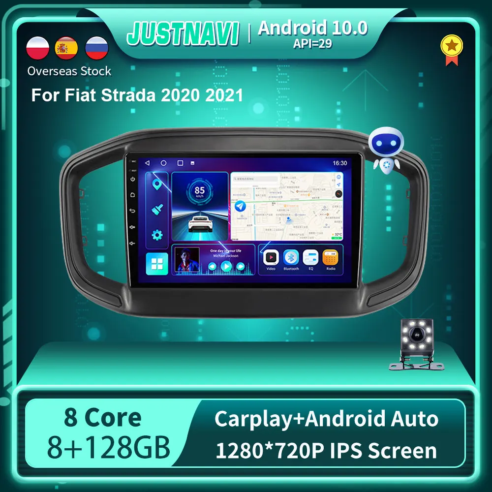 

Автомобильный радиоприемник JUSTNAVI 8G 128G GPS RDS для Fiat Strada 2020 2021 видеоплеер Android 10,0 DSP 2 din 4G WIFI неопределенный 1280*720P 9"