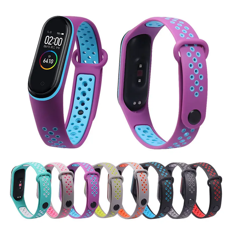 Ремешок силиконовый для Mi Band 3 4 5 6 спортивный браслет наручных часов аксессуары