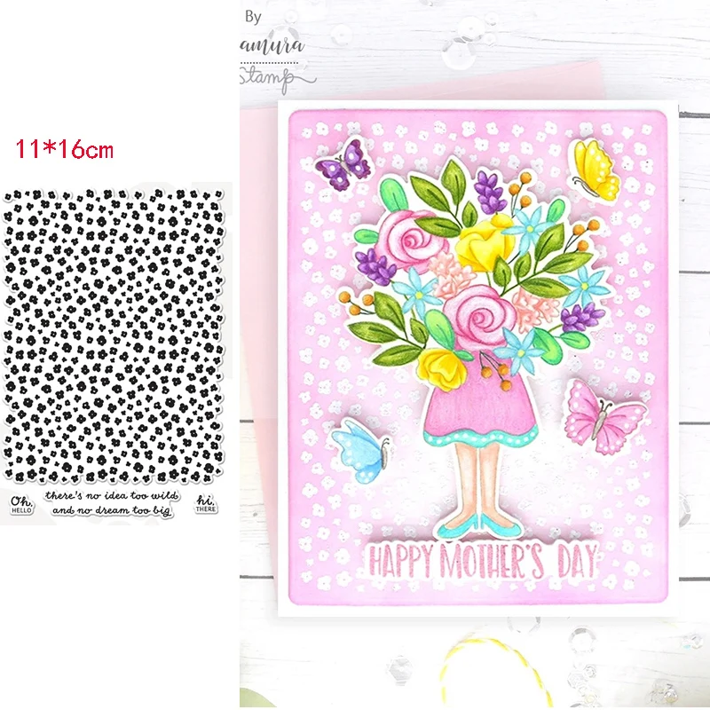 

2021 New Little Flowers Background Transparent Clear Silicone Stamps Seal DIY Scrapbooking Photo Album Decorative Sheets Mould