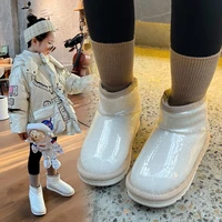 girls solid white snow boots winter warm children waterproof thick cotton non slip boys korean style fashion ankle boots 23 36