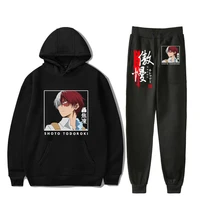 my hero academia hoodies and sweatpants two piece set anime cosplay shoto todoroki hooded sweatshirts tracksuits suit 2021 top
