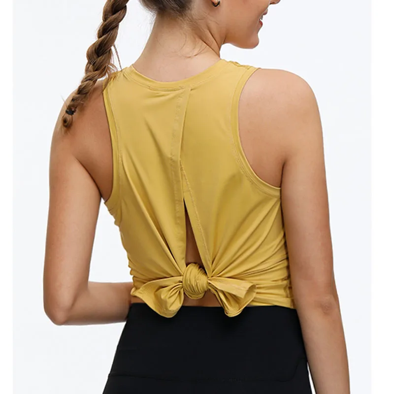 

Women Crop Yoga Shirt Top Sport Vest Loose Fit Plain Yoga Fitness Vest Breathable Gym Athletic Tank Tops 38