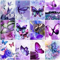 purple butterfly beautiful flower diamond embroidery full square round drill 5d diy diamond painting mosaic cross stitch kits