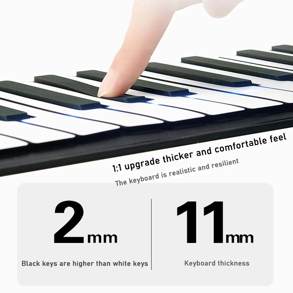 88 Key Electronic Piano Flexible Keyboard USB Portable Collapsible ABS Soft Plastic Silicone