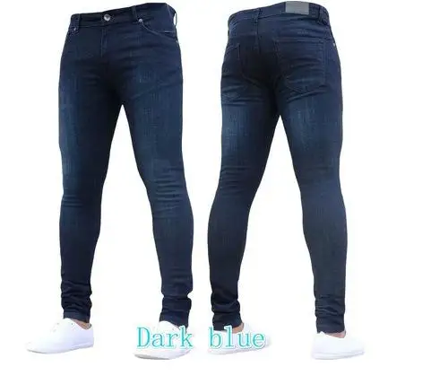 

Men Casual Stretch Skinny Jeans Hip Hop Trousers Pants Solid Color Jeans Slim Fit Pencil Pants Jeans Men Clothes 2018 O8R2
