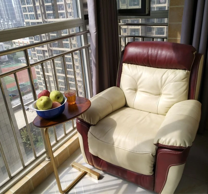 Креативный Овальный маленький прикроватный столик мобильный кованый деревянный