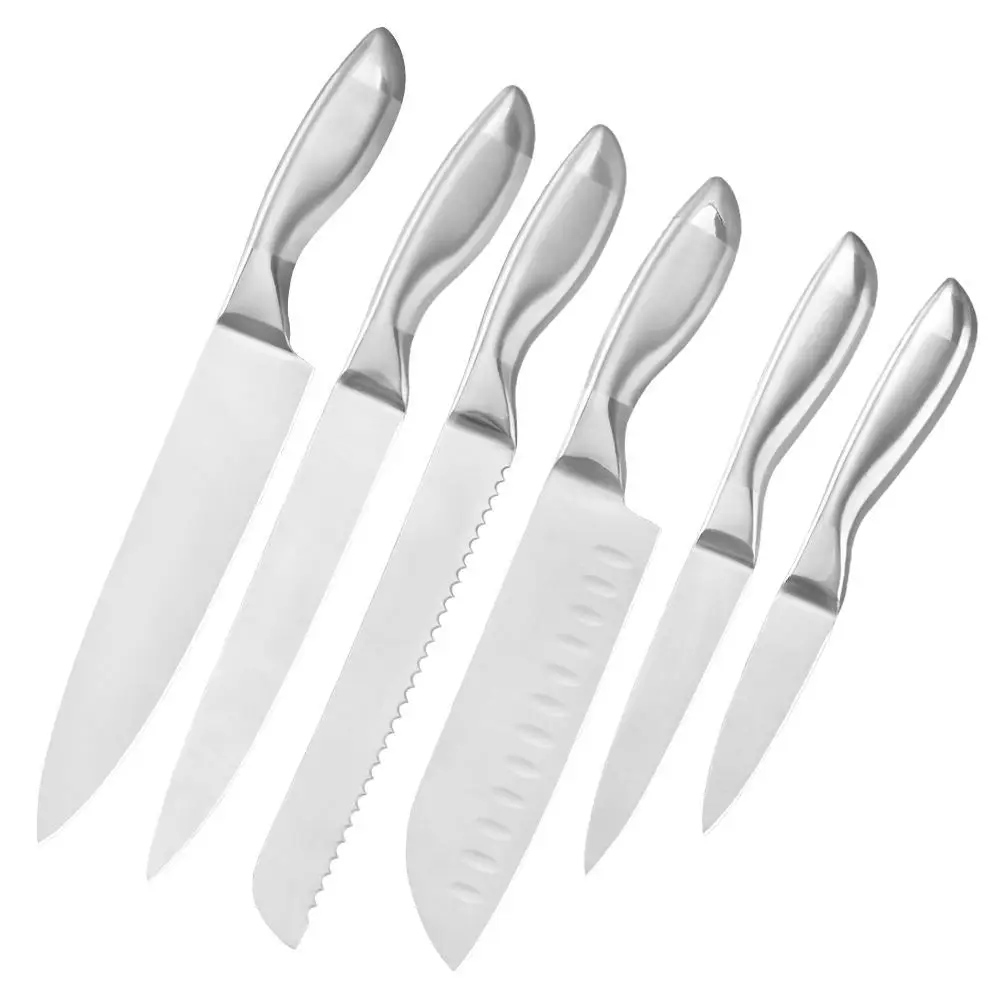 

6 Piece Kitchen Knife Set Stainless Steel Razor Sharp Cutlery Chef Knife Santoku Cleaver Slicing Utility Knife Tool Dropshipping