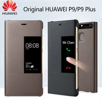 new huawei p9 case original official flip case smart view window pu leather p9 plus case full protection phone cover funda
